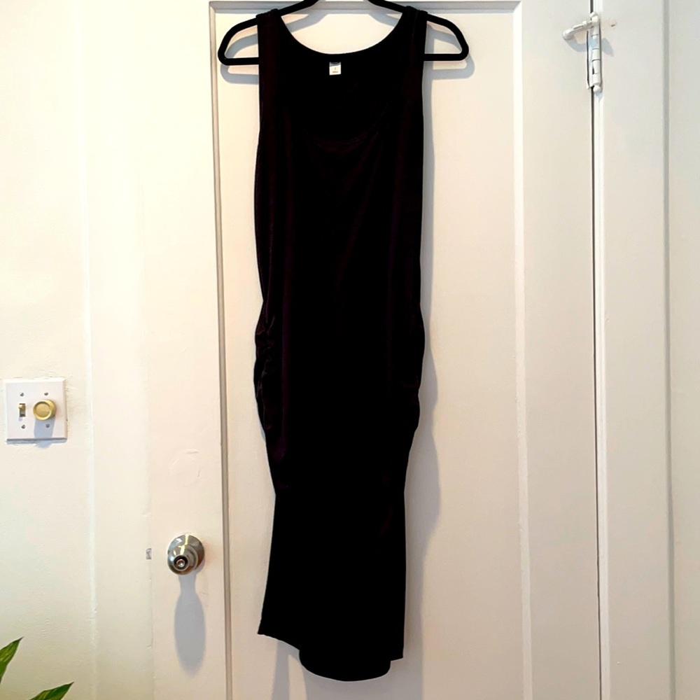 Old Navy L Midi Ruched Bodycon black dress